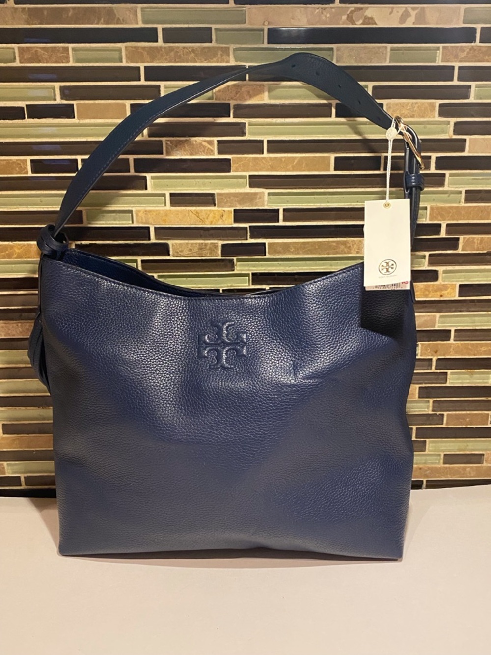 Tory Burch Thea Navy Blue Hobo Shoulder Bag